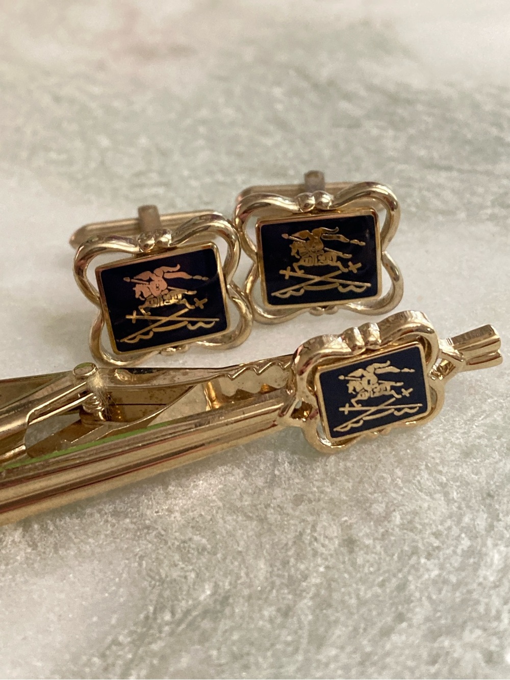 Vintage Burberry Cuff Links + Tie Clip Set